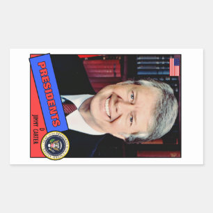 Jimmy Carter Baseball Card Rectangular Sticker