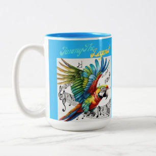 Jimmy The Legend Coffee Mug, Parrot Cup, Music  Two-Tone Coffee Mug
