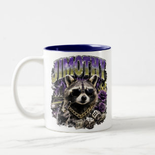 Jimothy Cool Racoon Urban Streetwear Two-Tone Coffee Mug