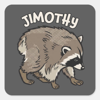 Jimothy Raccoon Comic Style Animal Square Sticker