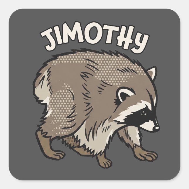 Jimothy Racoon Comic Style Animal Square Sticker (Front)