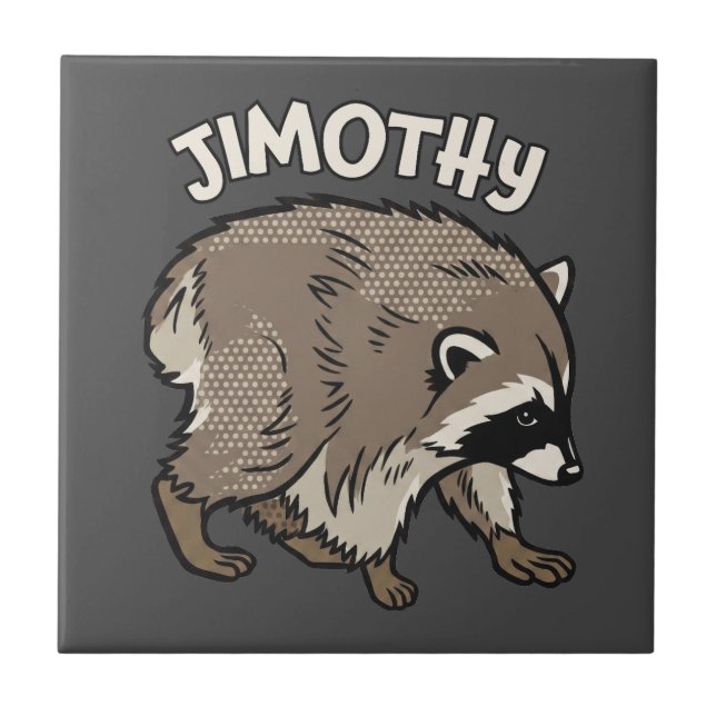 Jimothy Racoon Comic Style Animal Tile (Front)
