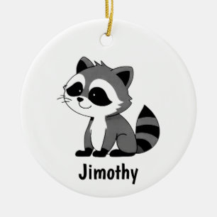 Jimothy Racoon Cute Funny White Elephant Trendy Ceramic Tree Decoration
