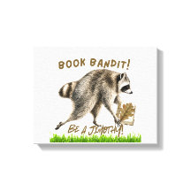 Jimothy the Racoon: Book Bandit Canvas Wall Art