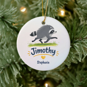 Jimothy Viral Racoon Funny Trash Panda Wildlife Ceramic Tree Decoration