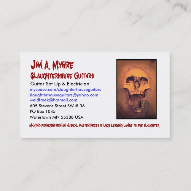 Jim'Z Calling Card (Front)