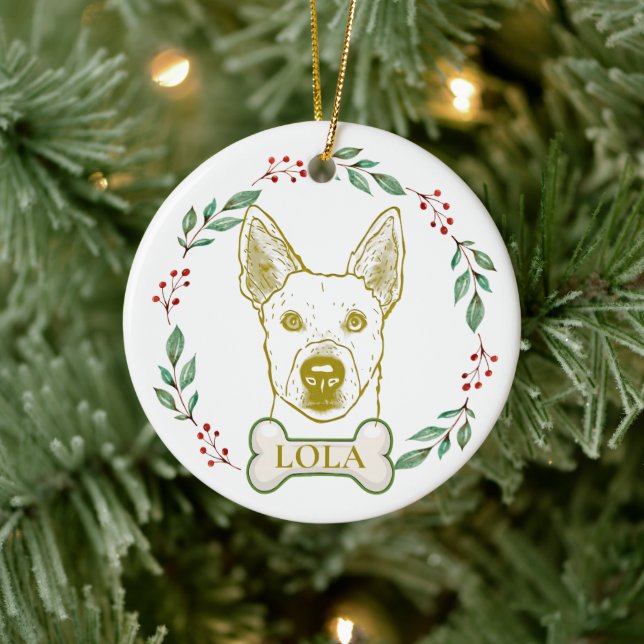 Jindo Dog Personalised Hand Drawing Ceramic Tree Decoration (Tree)