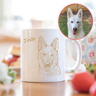 Jindo Dog Personalised Hand Drawing Coffee Mug