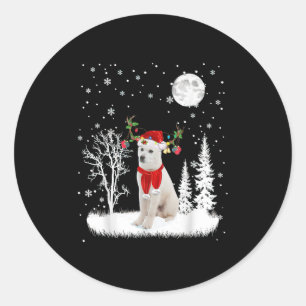 Jindo Under Moonlight Snow Christmas Pajama Classic Round Sticker