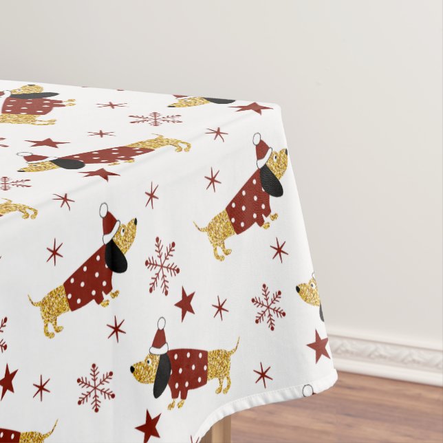 Jingle All the Dachshund Way Tablecloth (In Situ)
