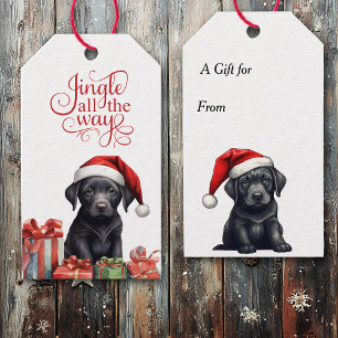 Jingle All the Way Black Lab Puppy Christmas Gift Tags