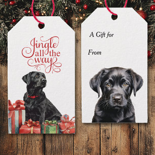 Jingle All the Way Black Lab Retriever Christmas Gift Tags