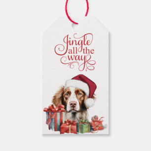 Jingle All the Way Brittany Dog Christmas Gift Tags