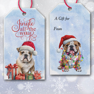 Jingle All the Way Bulldog Christmas Gift Tags