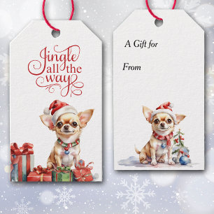 Jingle All the Way Chihuahua Dog Christmas Gift Tags