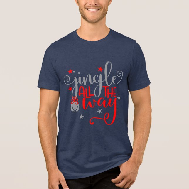 Jingle All The Way Christmas Bells Tri-Blend Shirt (Front)