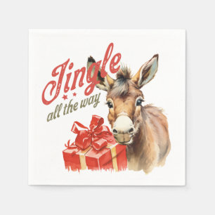 Jingle All the Way Christmas Farm Donkey Napkin