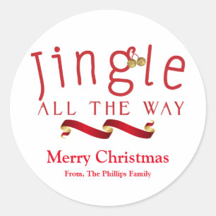 JINGLE ALL THE WAY Christmas Holiday Bell Sticker