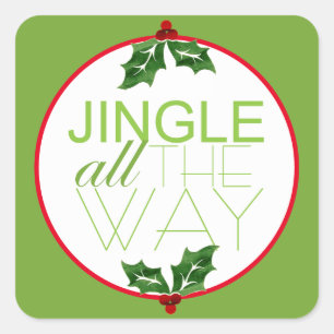 Jingle All the Way Christmas Holiday Square Sticker