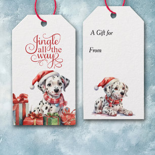 Jingle All the Way Dalmatian Puppy Christmas Gift Tags