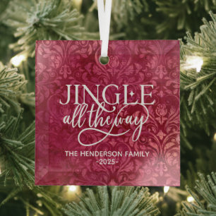 Jingle All The Way Family Name Christmas Glass Tree Decoration