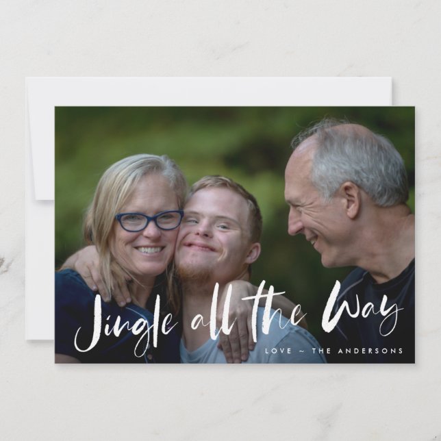 Jingle All the Way Family Photo Christmas Card (Front)