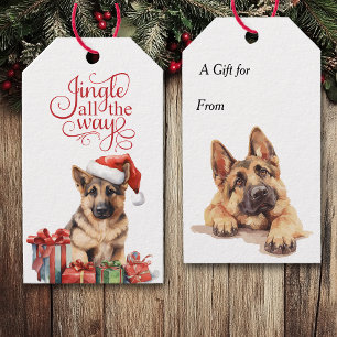 Jingle All the Way German Shepherd Dog Christmas Gift Tags
