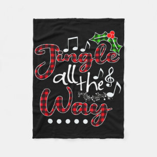Jingle All The Way Red Buffalo Plaid Christmas Fleece Blanket