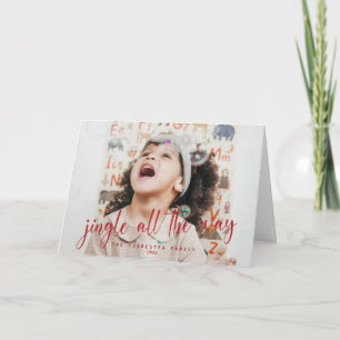 Jingle All The Way Red Script 2 Photo Holiday Card