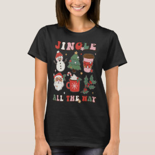 Jingle All The Way Retro Christmas Tree Santa Clau T-Shirt