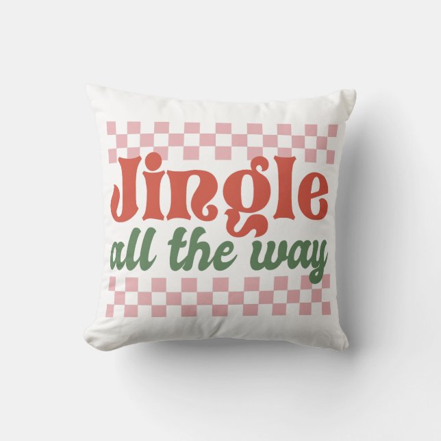 Jingle All The Way Retro Groovy Christmas Cushion (Front)
