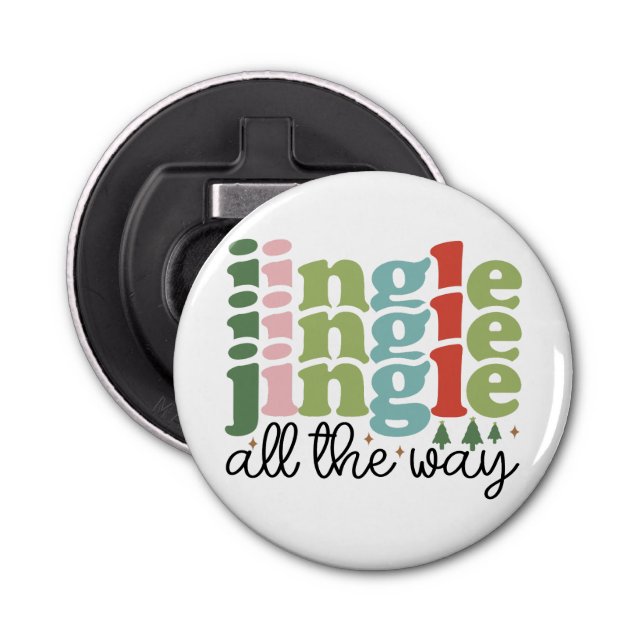 Jingle all the way Retro Groovy Christmas Holidays Bottle Opener (Front)