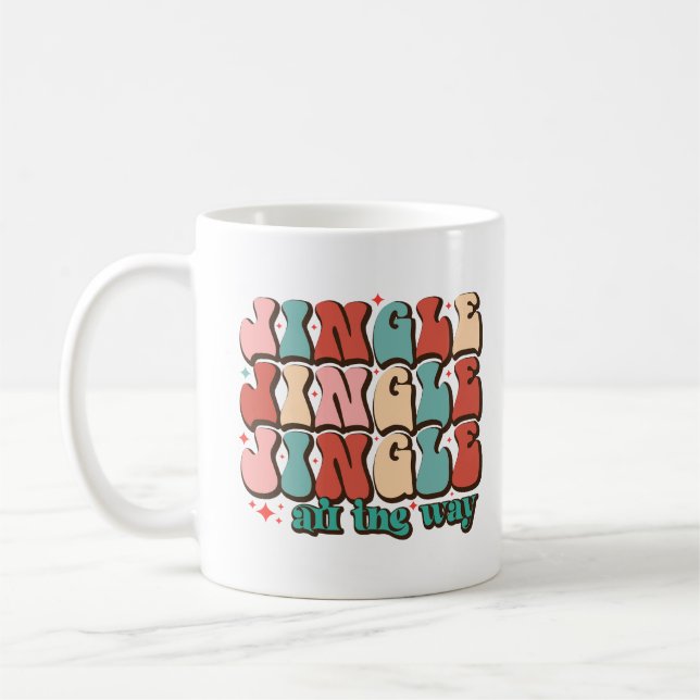 Jingle all the way Retro Groovy Christmas Holidays Coffee Mug (Left)
