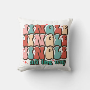Jingle all the way Retro Groovy Christmas Holidays Cushion