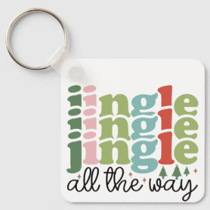 Jingle all the way Retro Groovy Christmas Holidays Key Ring