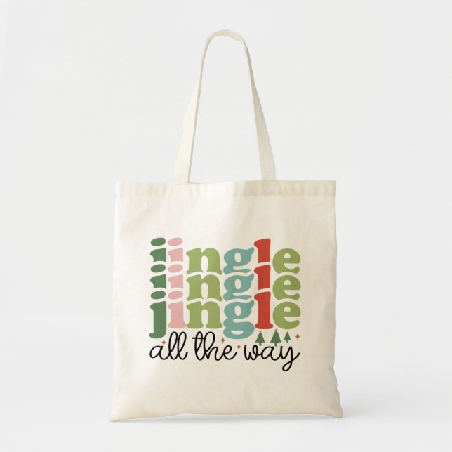 Jingle all the way Retro Groovy Christmas Holidays Tote Bag (Front)