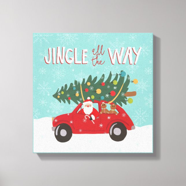 Jingle All The Way | Santa Car Canvas Print (Front)
