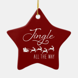 Jingle All The Way Santa's Sleigh Red & White Ceramic Tree Decoration