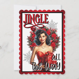 Jingle all the Way Vintage Pinup Thank You Card