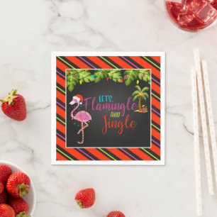 Jingle and Flamingle Christmas Party Napkins - Bl