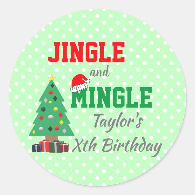 Jingle And Mingle Birthday Classic Round Sticker (Front)