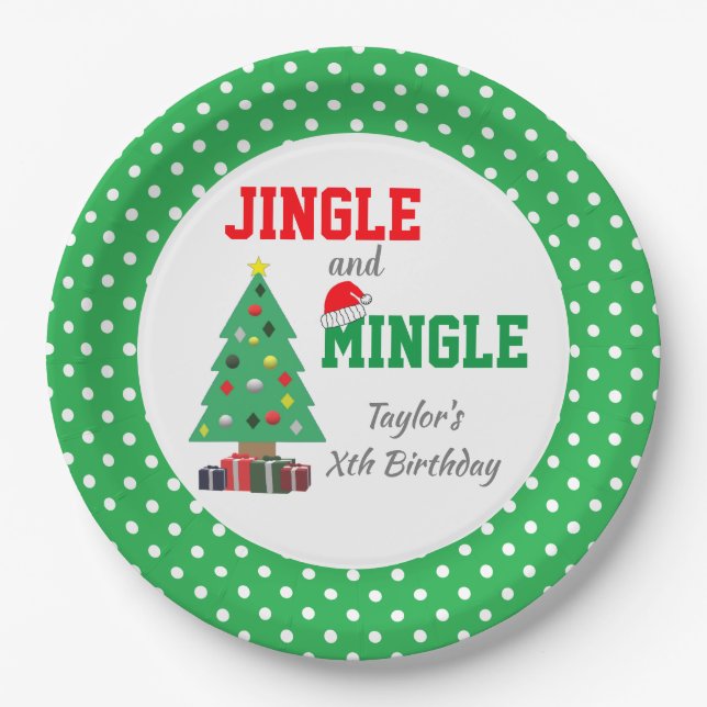 Jingle And Mingle Birthday Paper Plate (Front)