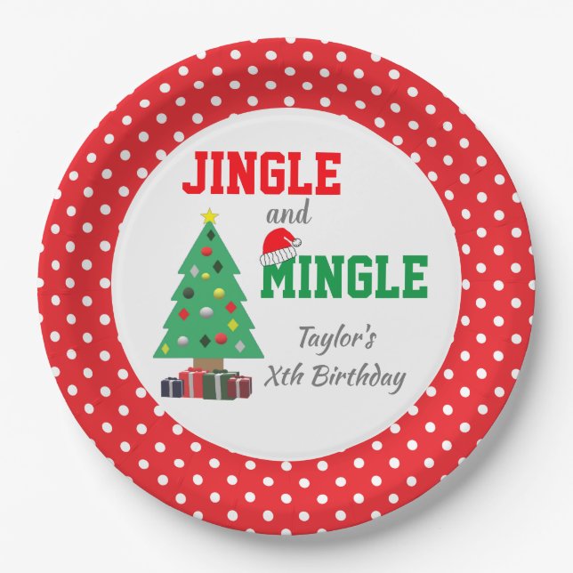 Jingle And Mingle Birthday Paper Plate (Front)