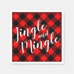 Jingle and Mingle Buffalo Plaid Holiday Party Napkin