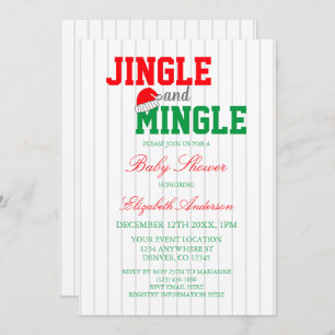 Jingle and Mingle Christmas Baby Shower Invitation