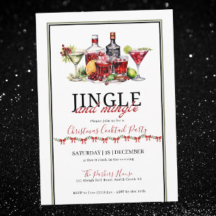 Jingle and mingle christmas cocktail party  invitation