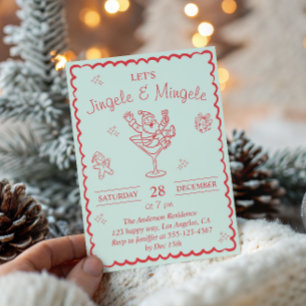 Jingle and Mingle Christmas Cocktail Party Invitation