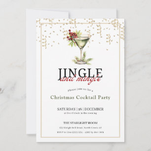 Jingle and mingle christmas cocktail party invitation