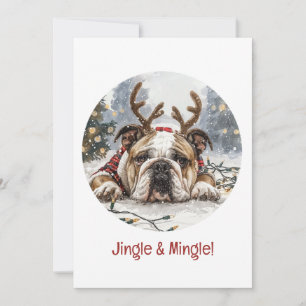 Jingle And Mingle Christmas English Bulldog Invitation