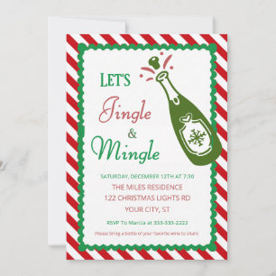 Jingle and Mingle Christmas Holiday Cocktail Party Invitation
